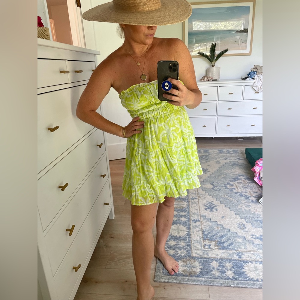 Strapless lime  green dress